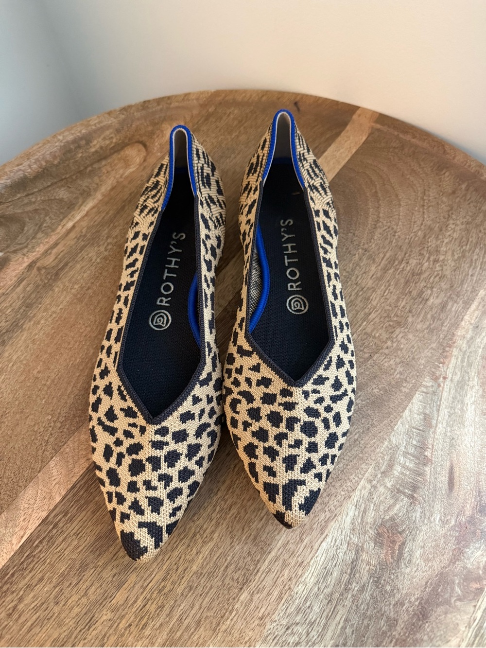 Rothy's The Point Pointed Toe Leopard Cheetah Print Knit Flat Size 9.5